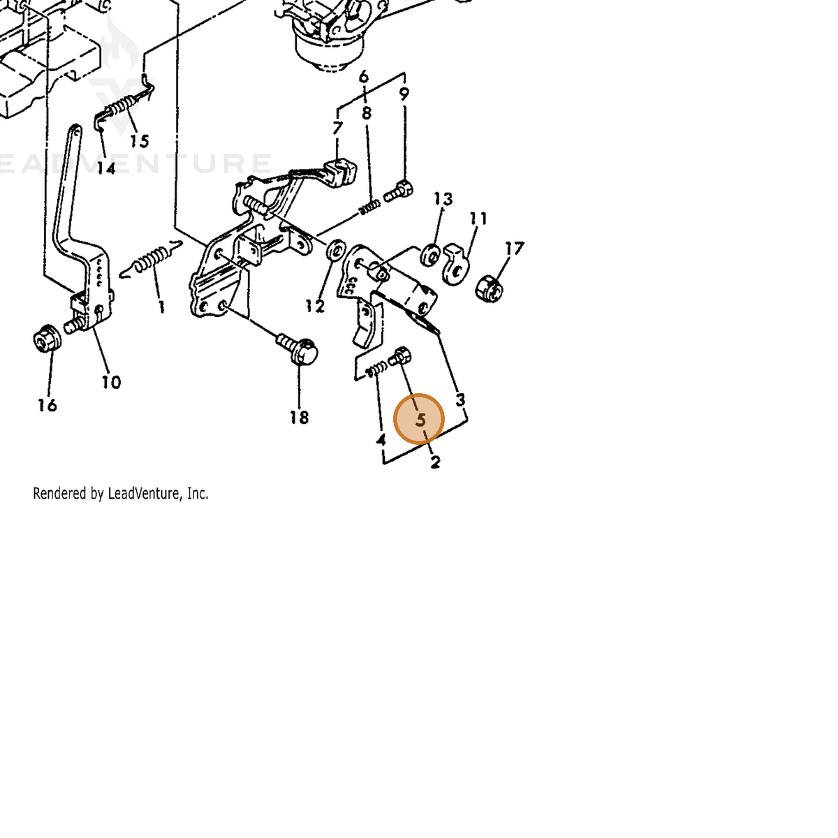 ECHO part Y26117040207 — IPL diagram snippet (6x zoom, amber highlight)