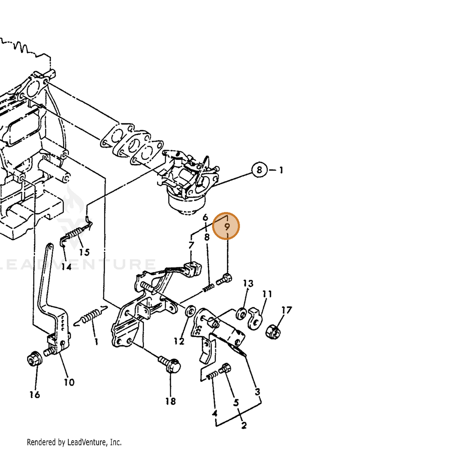 ECHO part Y26117040257 — IPL diagram snippet (6x zoom, amber highlight)