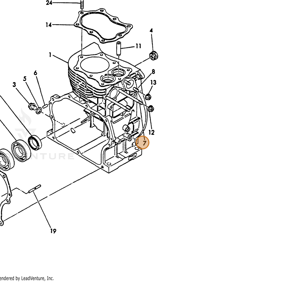 ECHO part Y26216080952 — IPL diagram snippet (6x zoom, amber highlight)