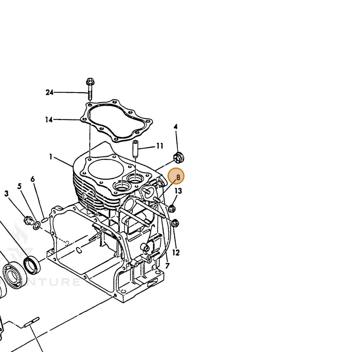 ECHO part Y26226080182 — IPL diagram snippet (6x zoom, amber highlight)