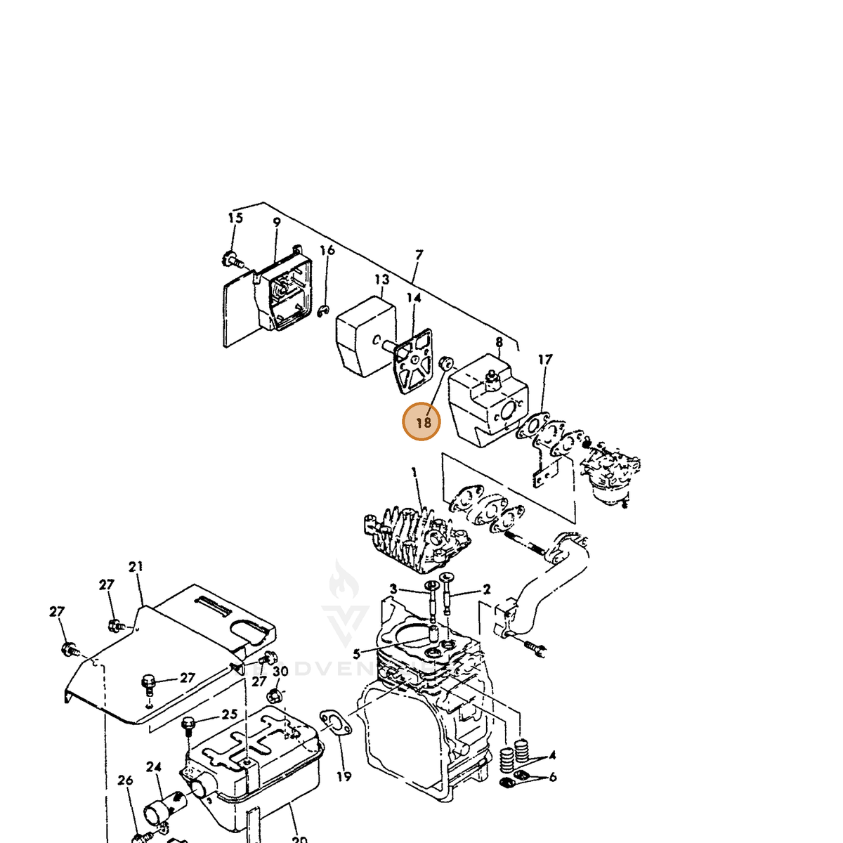ECHO part Y26366060002 — IPL diagram snippet (6x zoom, amber highlight)