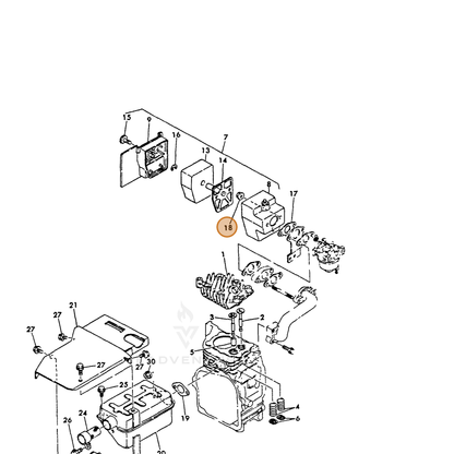 ECHO part Y26366060002 — IPL diagram snippet (6x zoom, amber highlight)