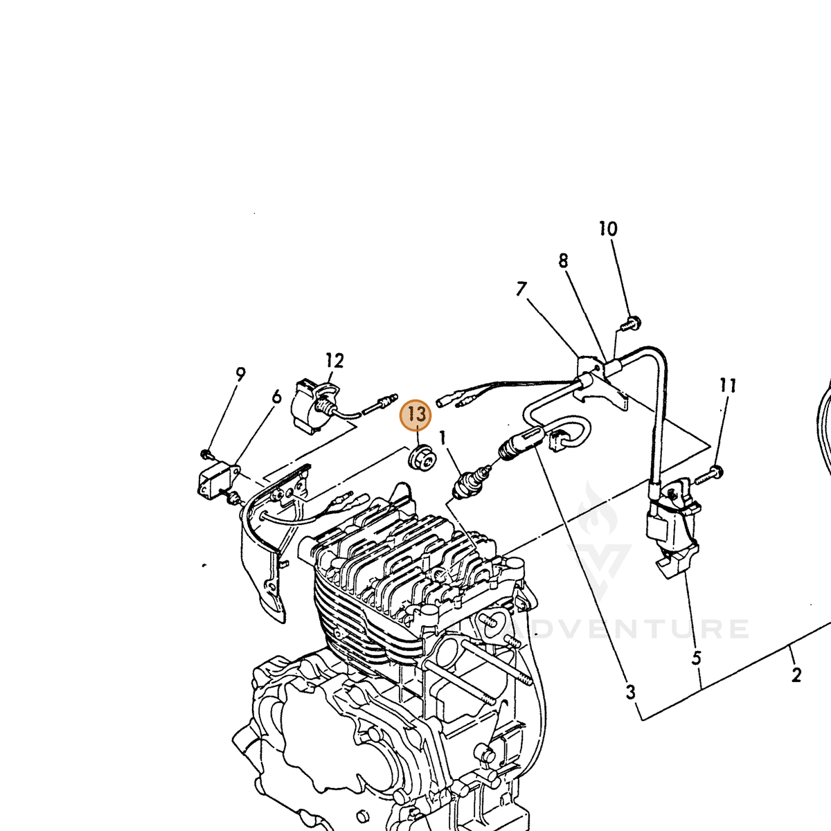 ECHO part Y26366080002 — IPL diagram snippet (6x zoom, amber highlight)