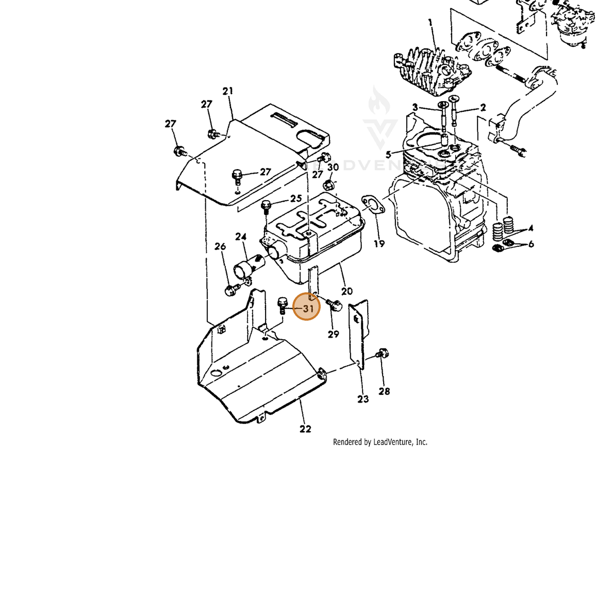 ECHO part Y26476060142 — IPL diagram snippet (6x zoom, amber highlight)