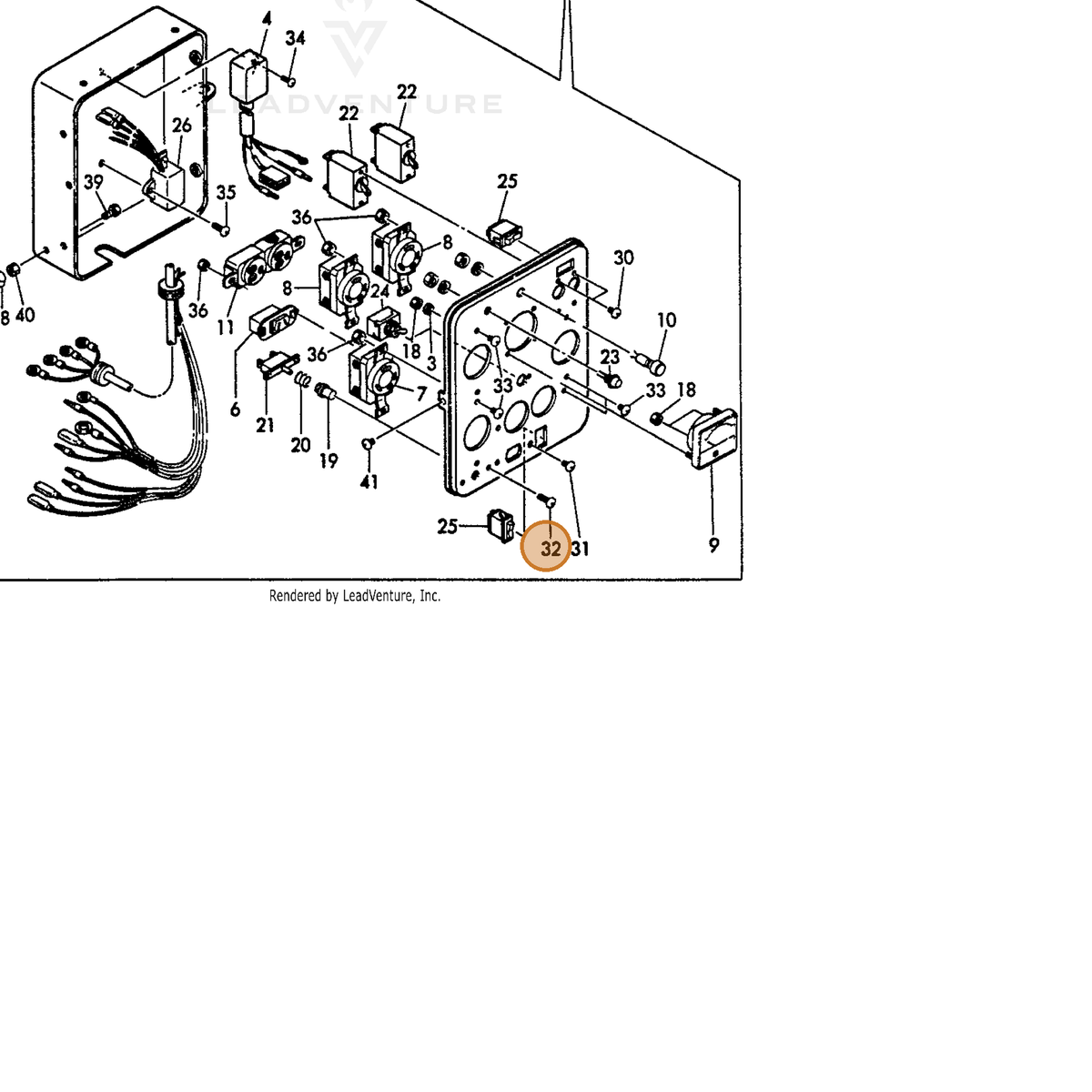 ECHO part Y26557030122 — IPL diagram snippet (6x zoom, amber highlight)