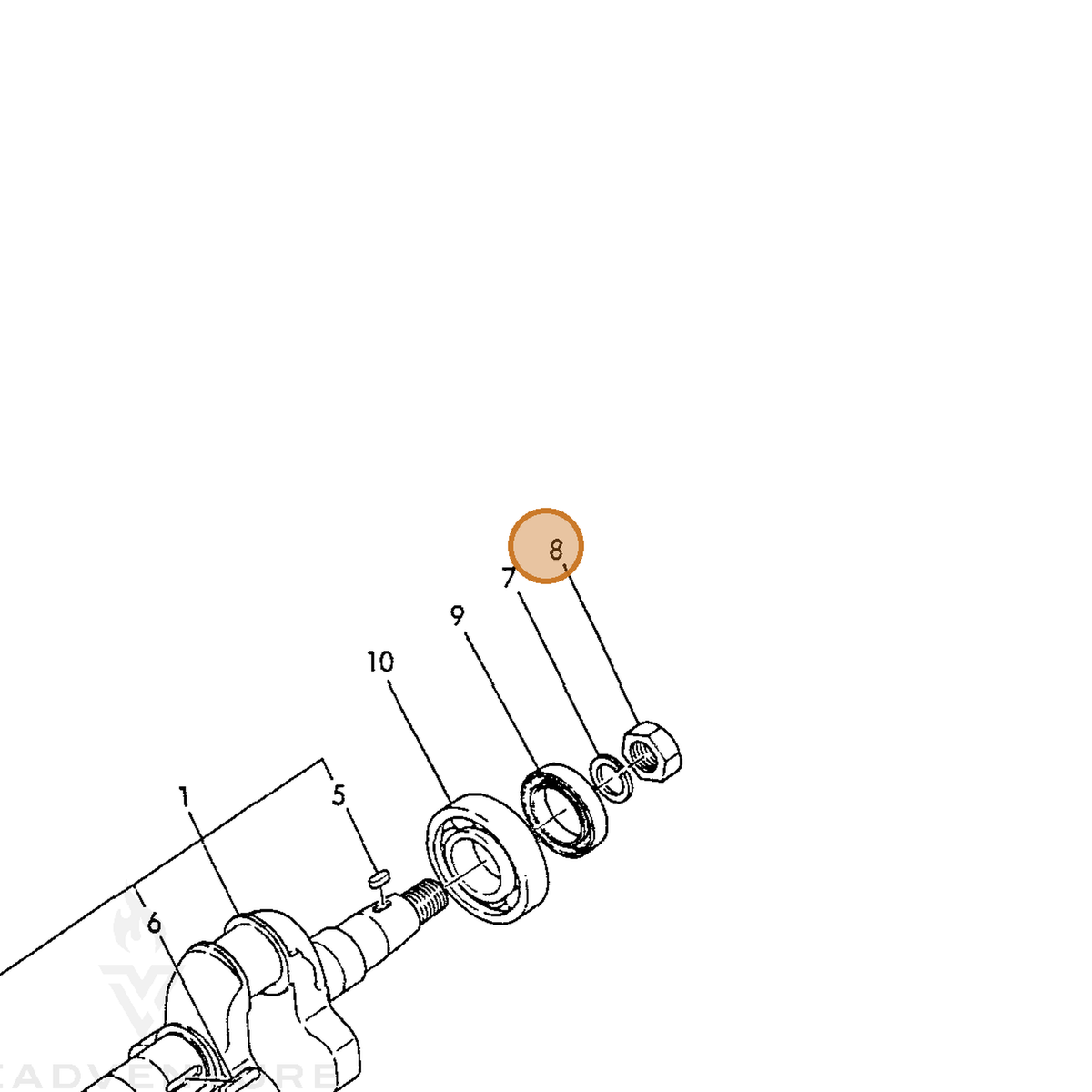 ECHO part Y26736160002 — IPL diagram snippet (6x zoom, amber highlight)