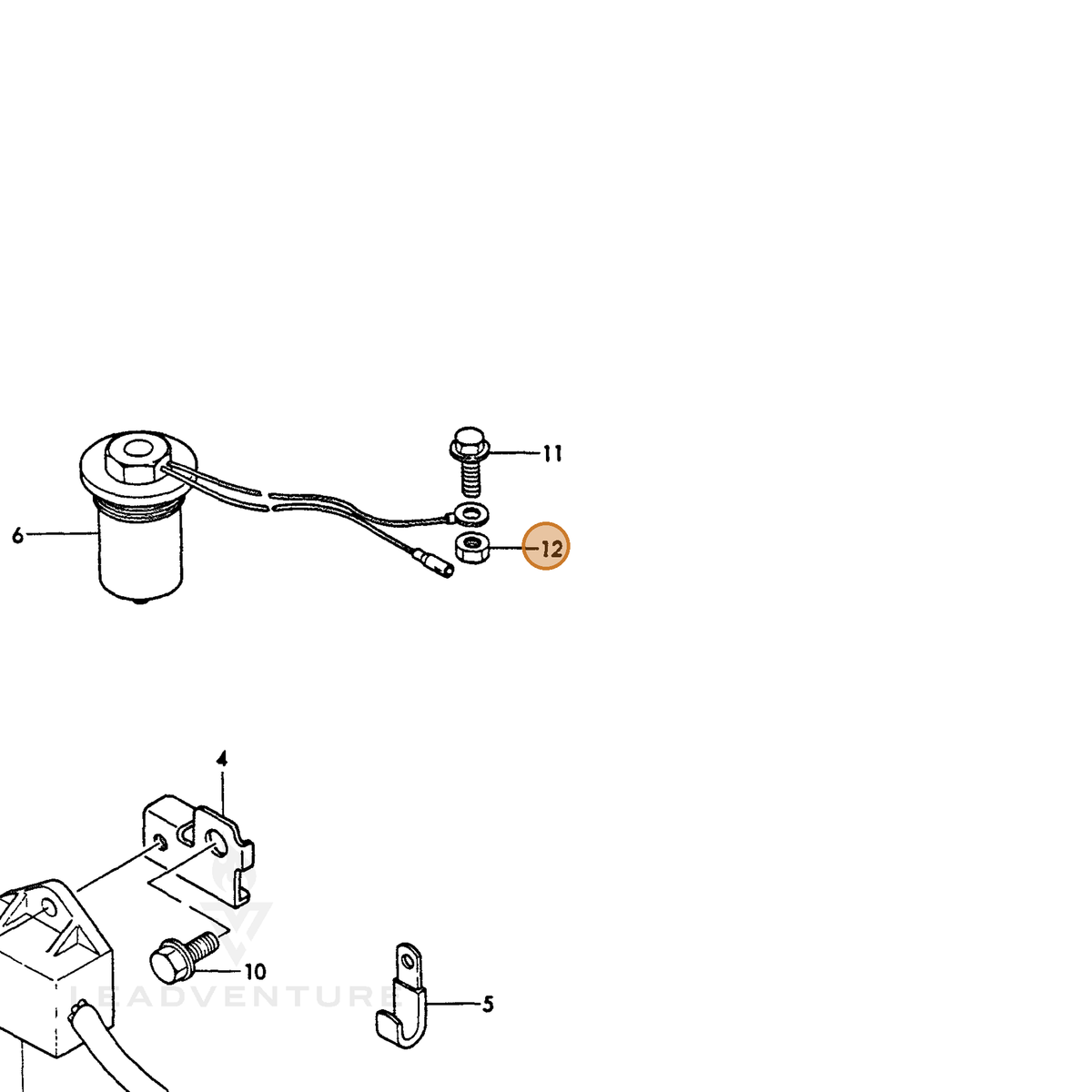ECHO part Y26753060002 — IPL diagram snippet (6x zoom, amber highlight)
