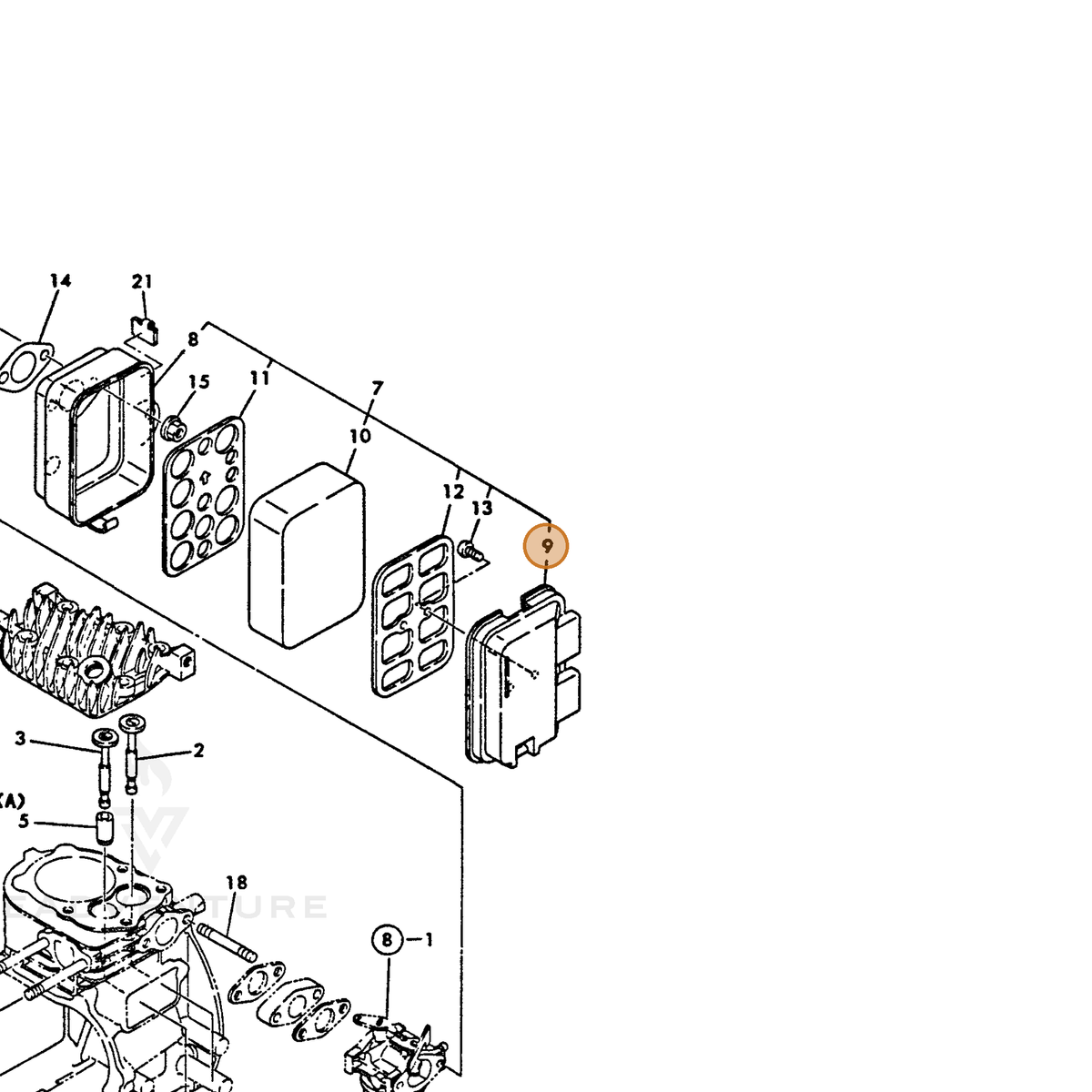 ECHO part Y76052012540 — IPL diagram snippet (6x zoom, amber highlight)
