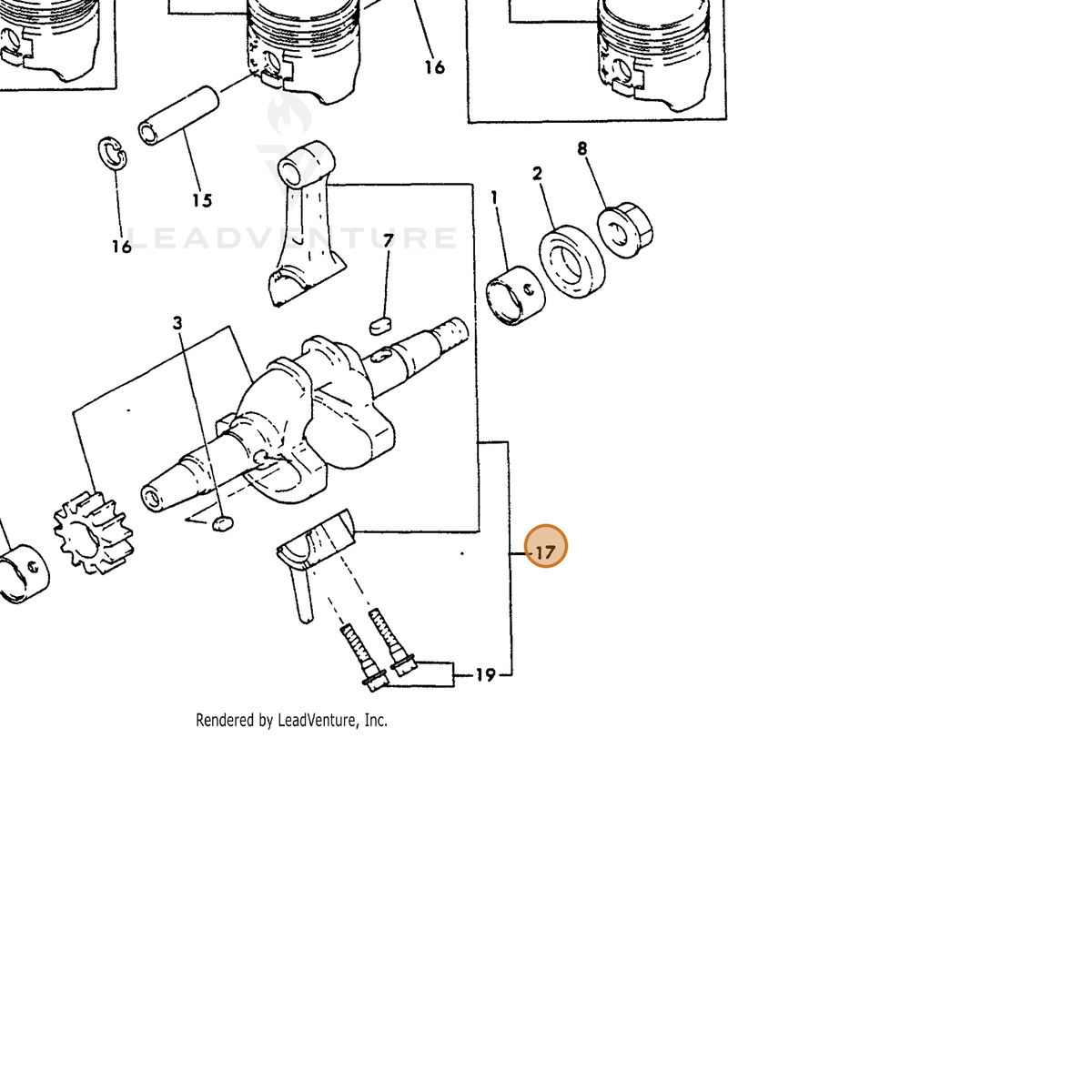 ECHO part Y76056023700 — IPL diagram snippet (6x zoom, amber highlight)