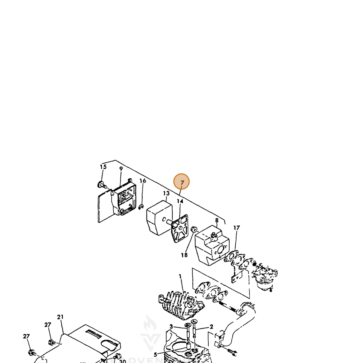 ECHO part Y76056712560 — IPL diagram snippet (6x zoom, amber highlight)