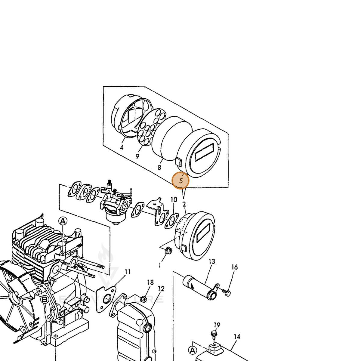 ECHO part Y76061012540 — IPL diagram snippet (6x zoom, amber highlight)
