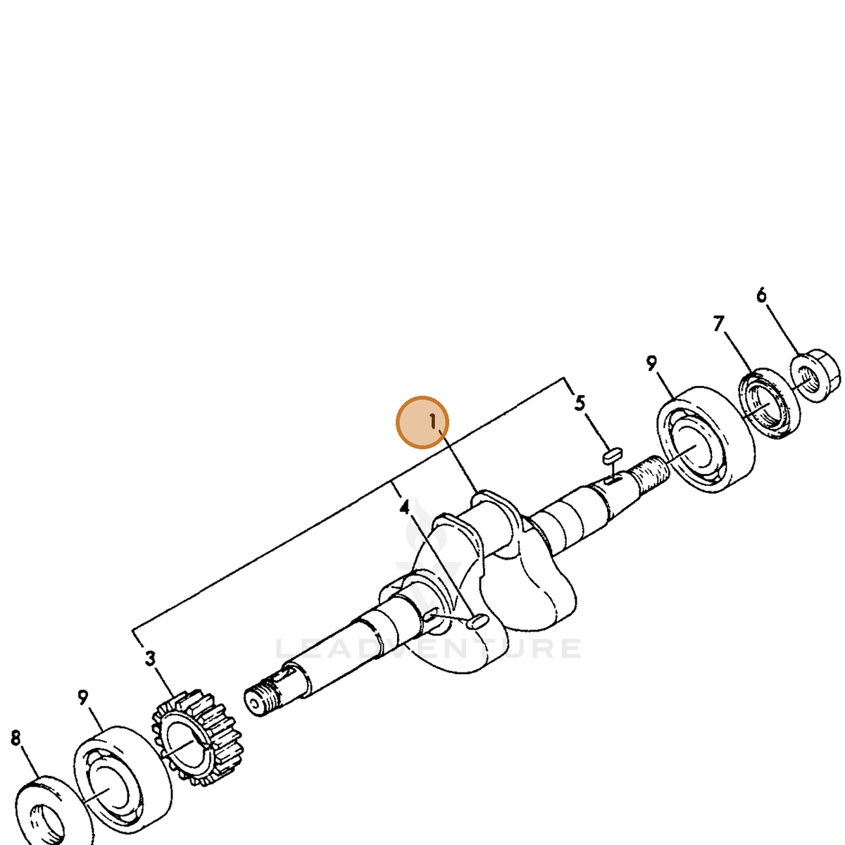 ECHO part Y76064021820 — IPL diagram snippet (6x zoom, amber highlight)