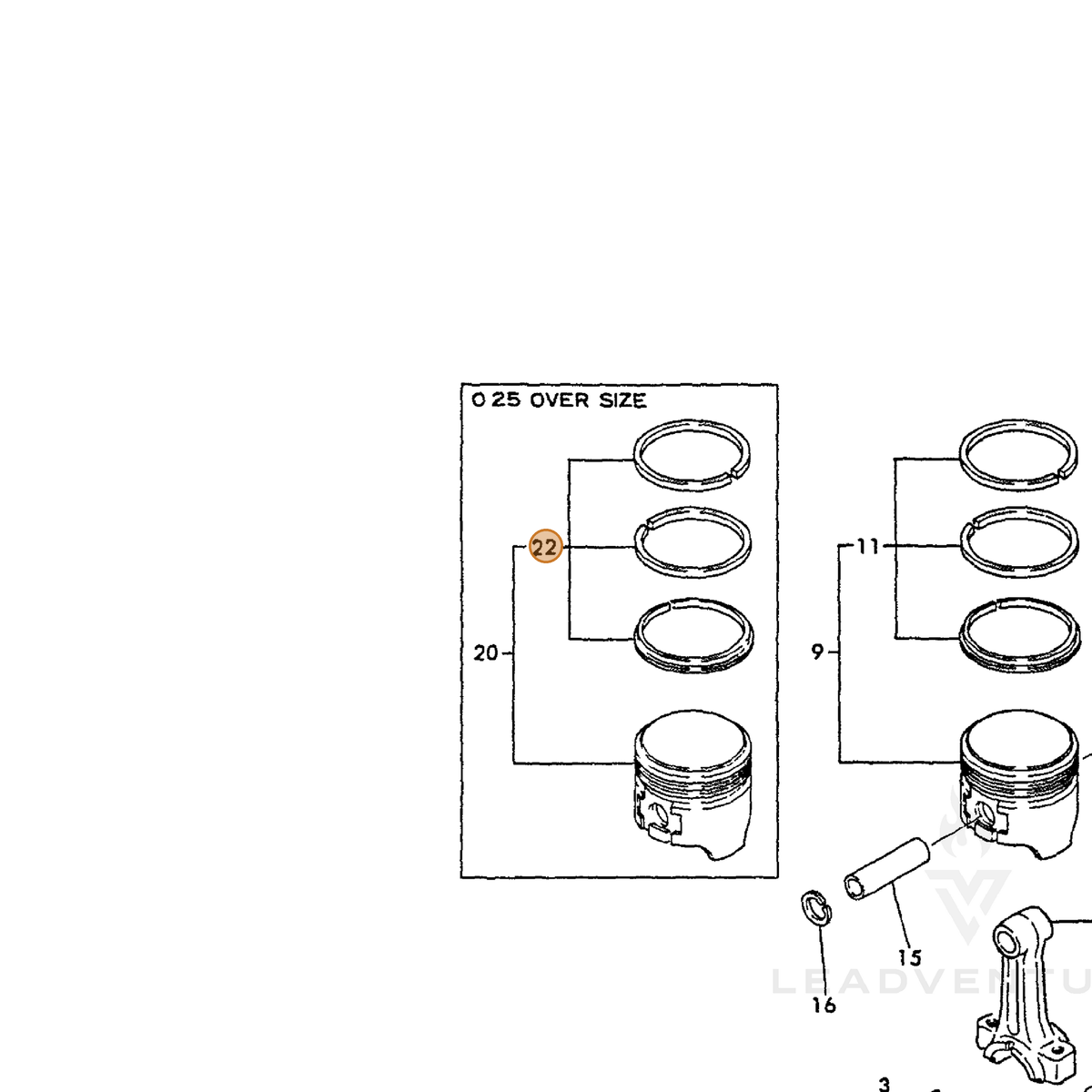 ECHO part Y76066422540 — IPL diagram snippet (6x zoom, amber highlight)