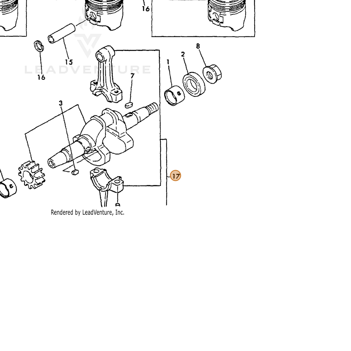 ECHO part Y76066423700 — IPL diagram snippet (6x zoom, amber highlight)