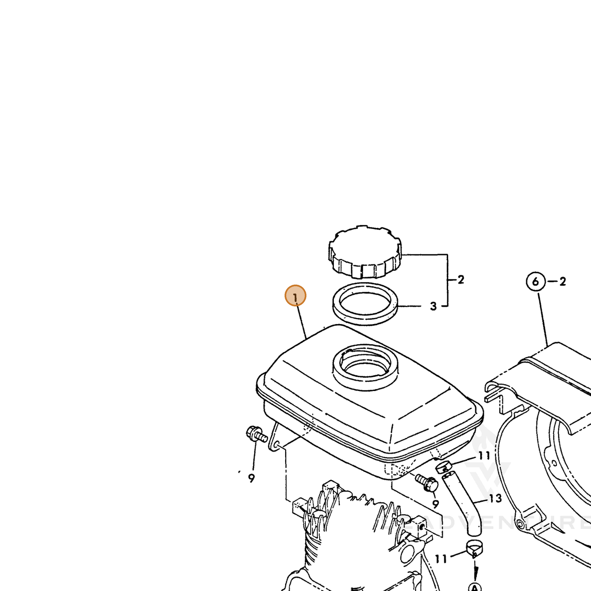ECHO part Y76066455700 — IPL diagram snippet (6x zoom, amber highlight)