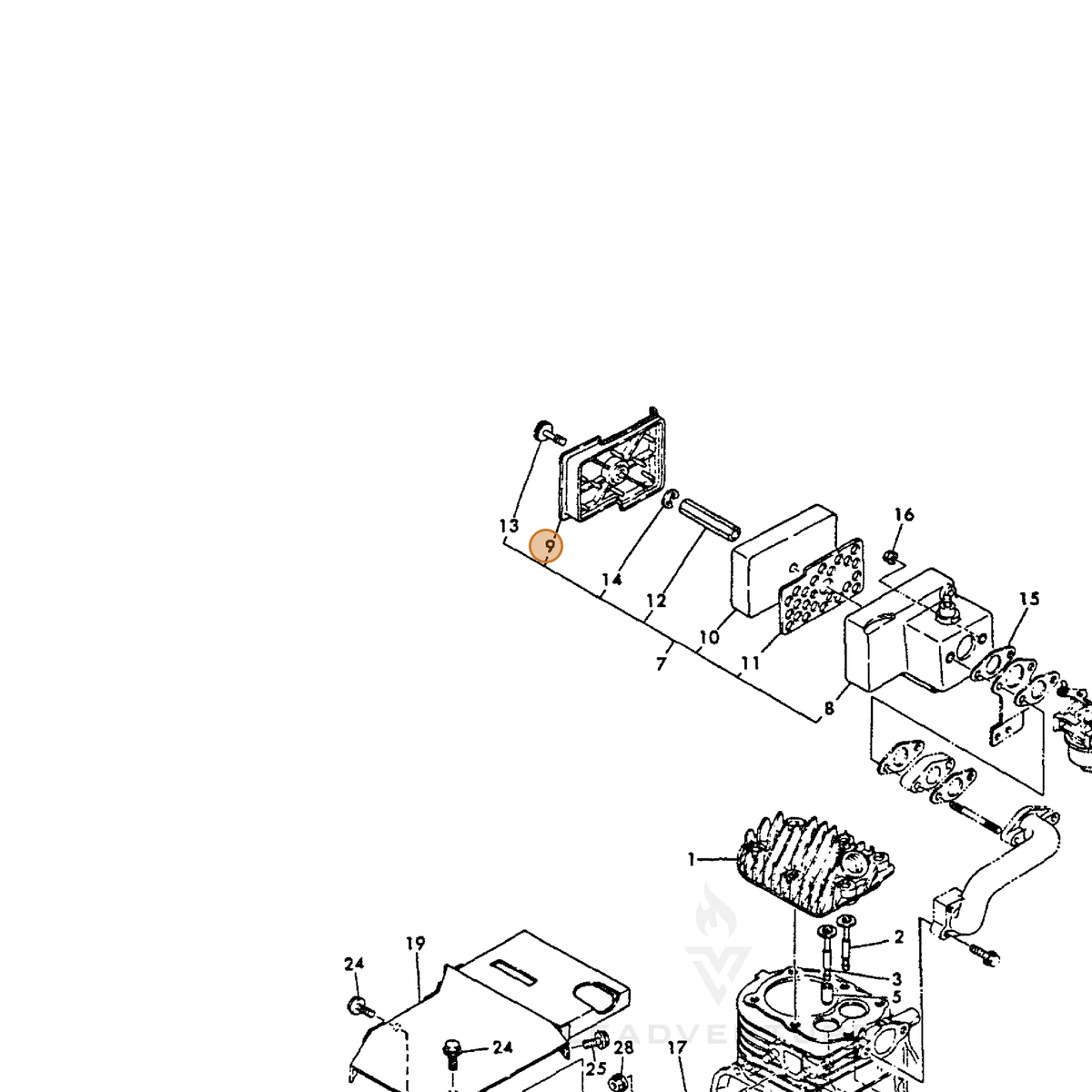 ECHO part Y76066712540 — IPL diagram snippet (6x zoom, amber highlight)