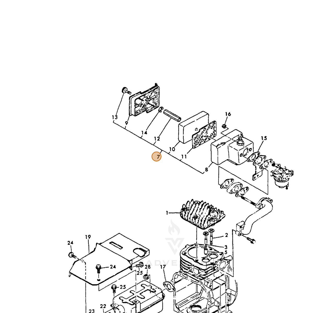 ECHO part Y76066712570 — IPL diagram snippet (6x zoom, amber highlight)