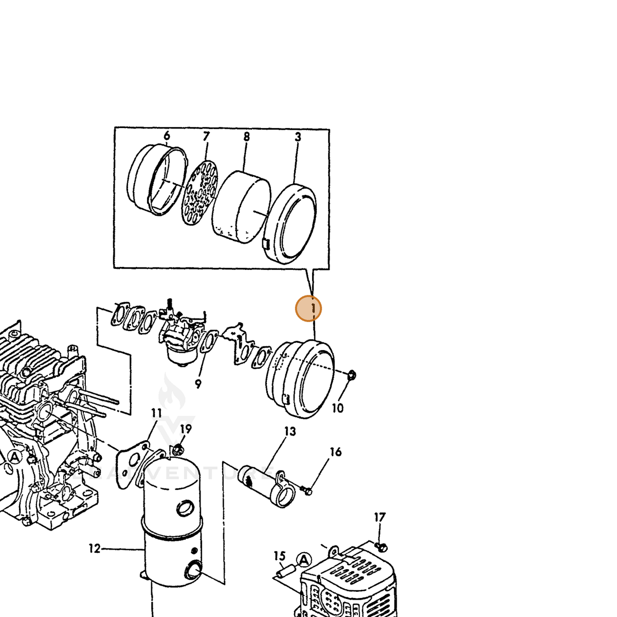 ECHO part Y76071012560 — IPL diagram snippet (6x zoom, amber highlight)
