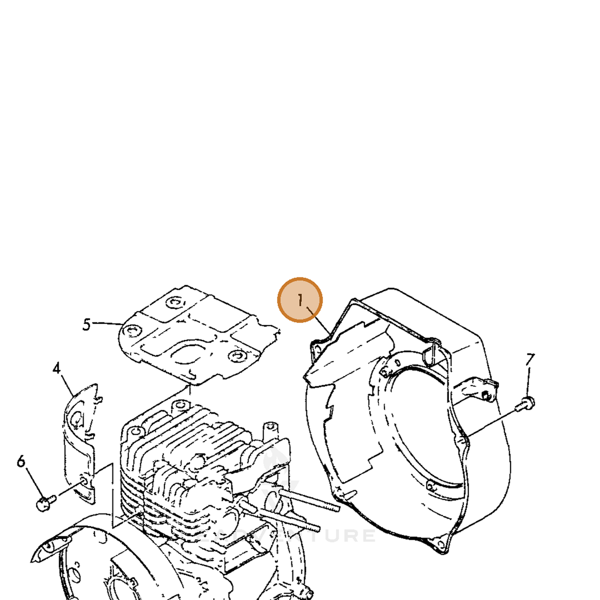 ECHO part Y76074045601 — IPL diagram snippet (6x zoom, amber highlight)