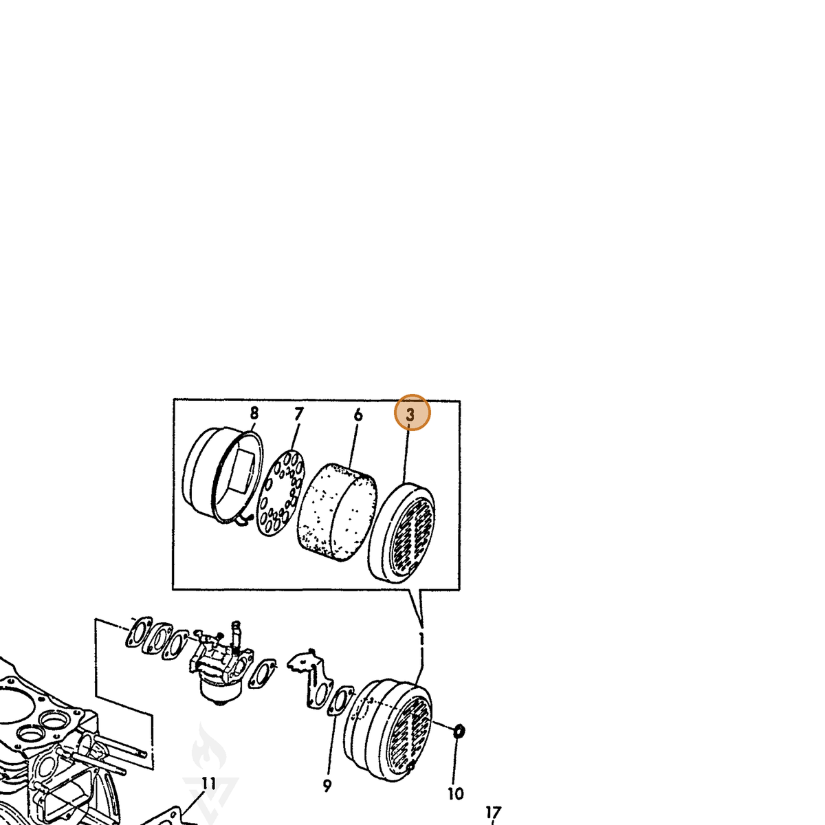 ECHO part Y76081012540 — IPL diagram snippet (6x zoom, amber highlight)