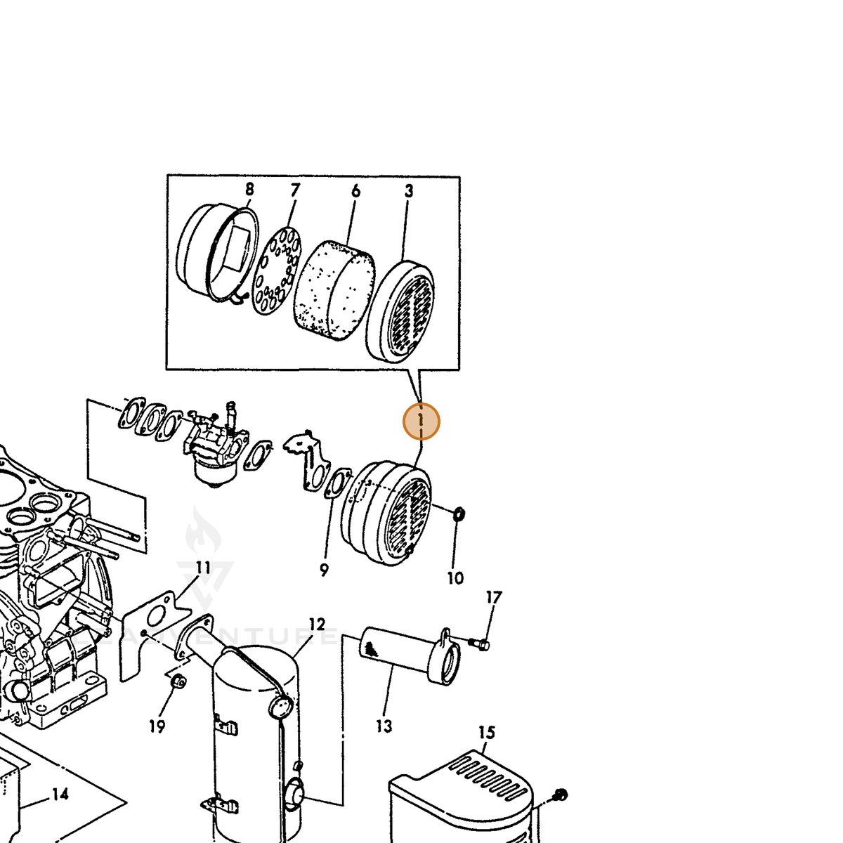 ECHO part Y76081012560 — IPL diagram snippet (6x zoom, amber highlight)