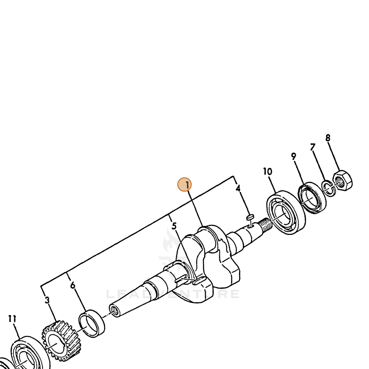 ECHO part Y76087021700 — IPL diagram snippet (6x zoom, amber highlight)