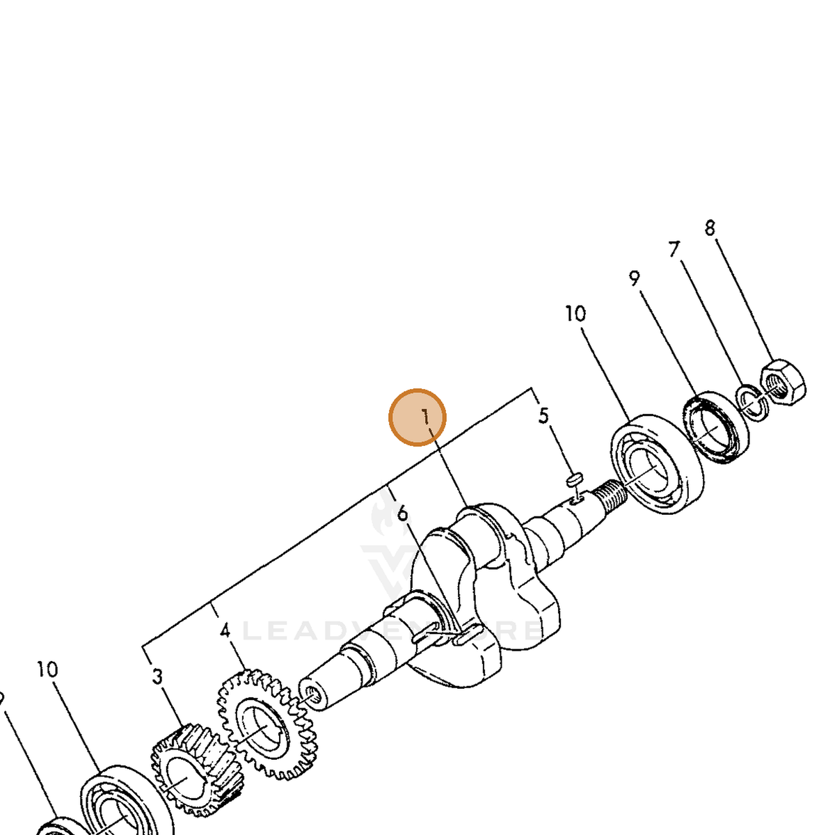 ECHO part Y76097021700 — IPL diagram snippet (6x zoom, amber highlight)