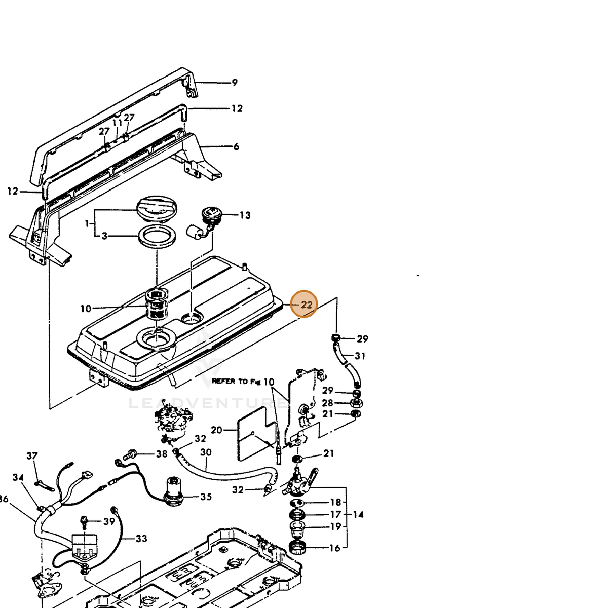 ECHO part Y78311055730 — IPL diagram snippet (6x zoom, amber highlight)