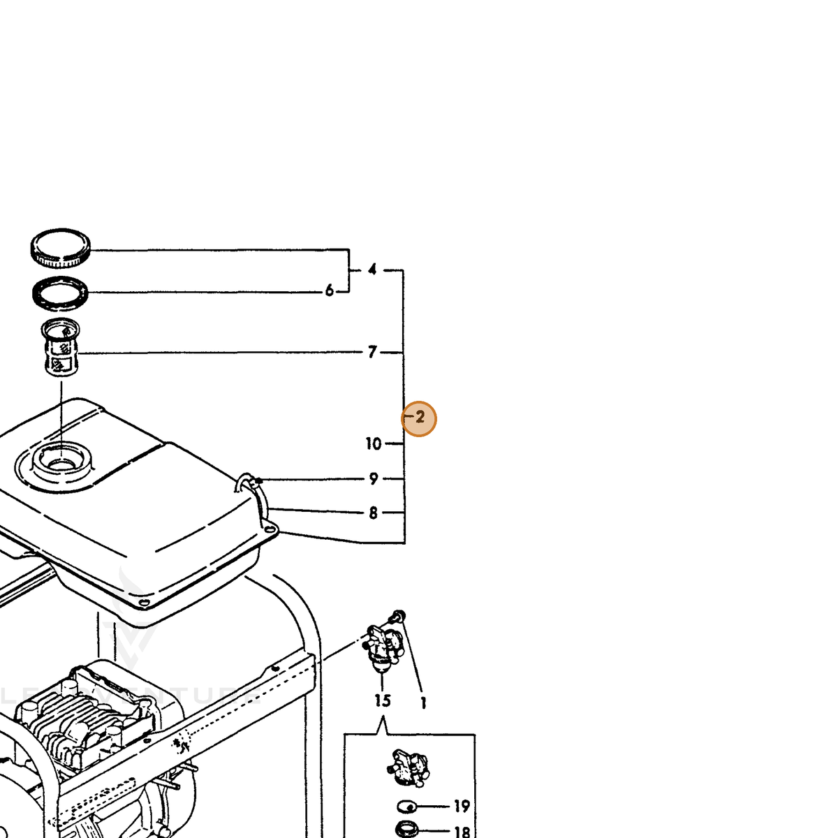 ECHO part Y78362155730 — IPL diagram snippet (6x zoom, amber highlight)