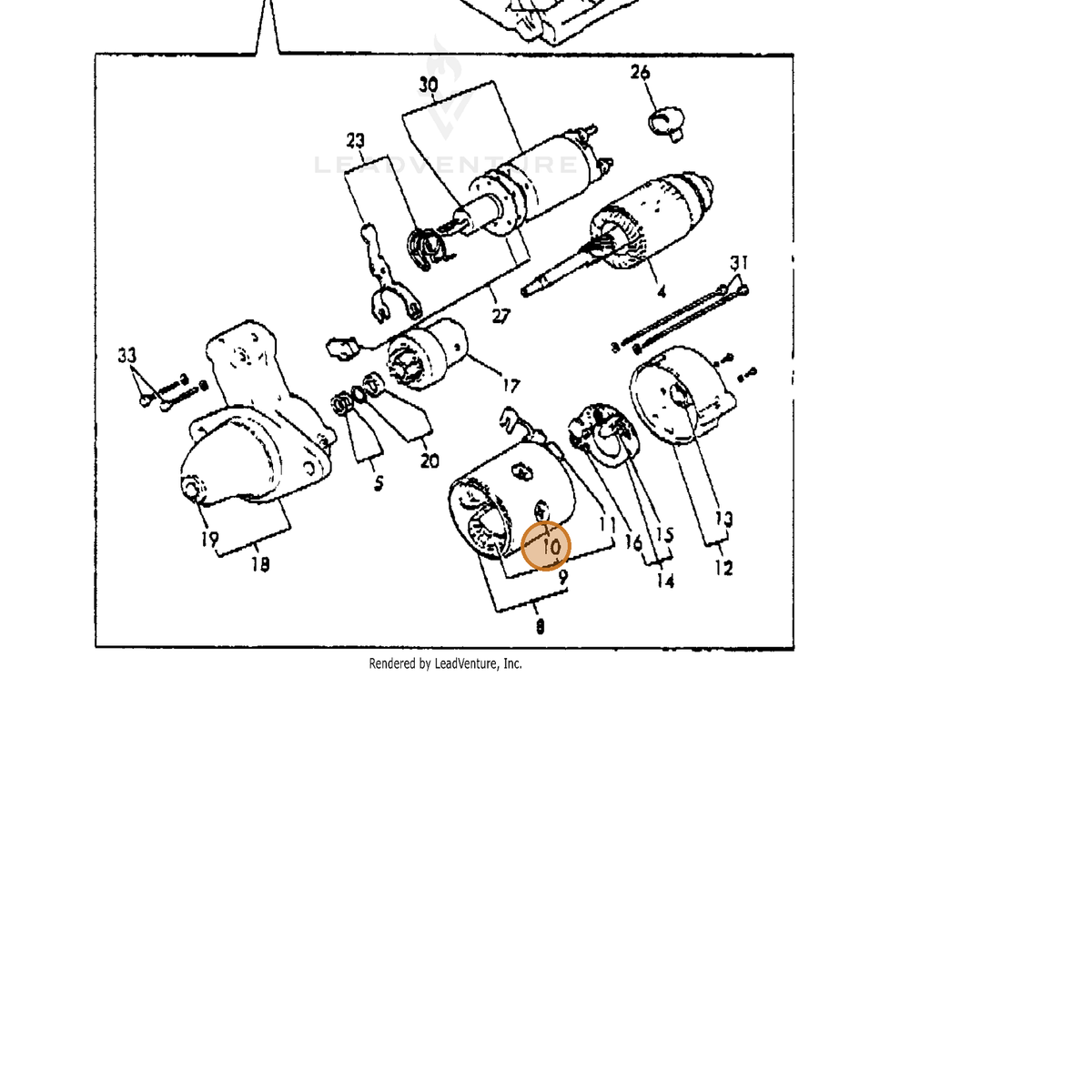 ECHO part Y92108320700 — IPL diagram snippet (6x zoom, amber highlight)