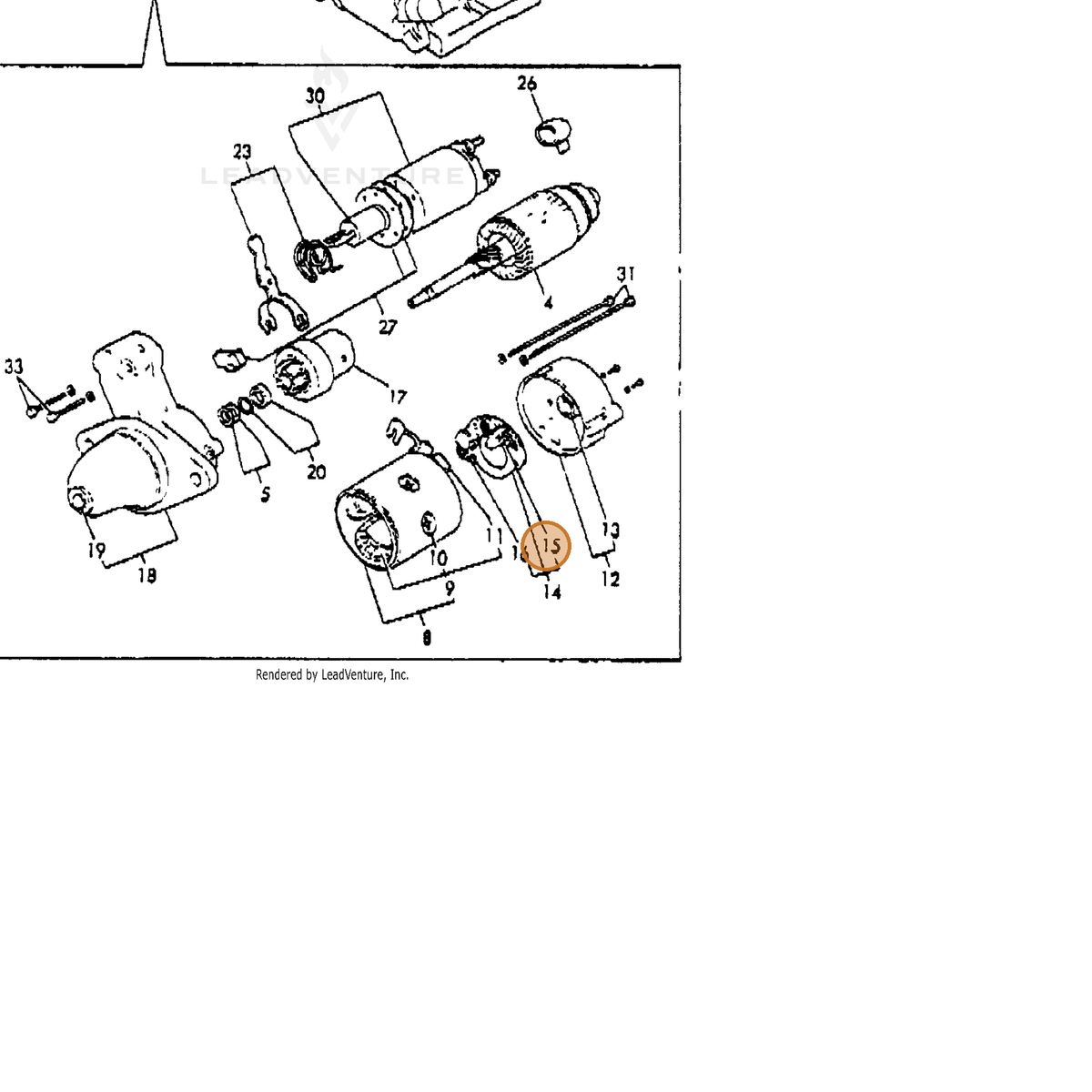 ECHO part Y92108431500 — IPL diagram snippet (6x zoom, amber highlight)