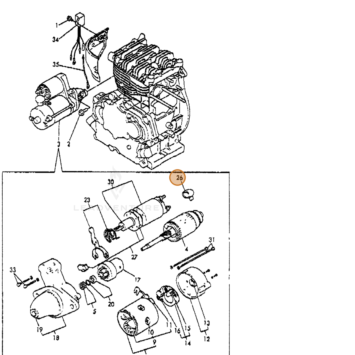 ECHO part Y92108480200 — IPL diagram snippet (6x zoom, amber highlight)