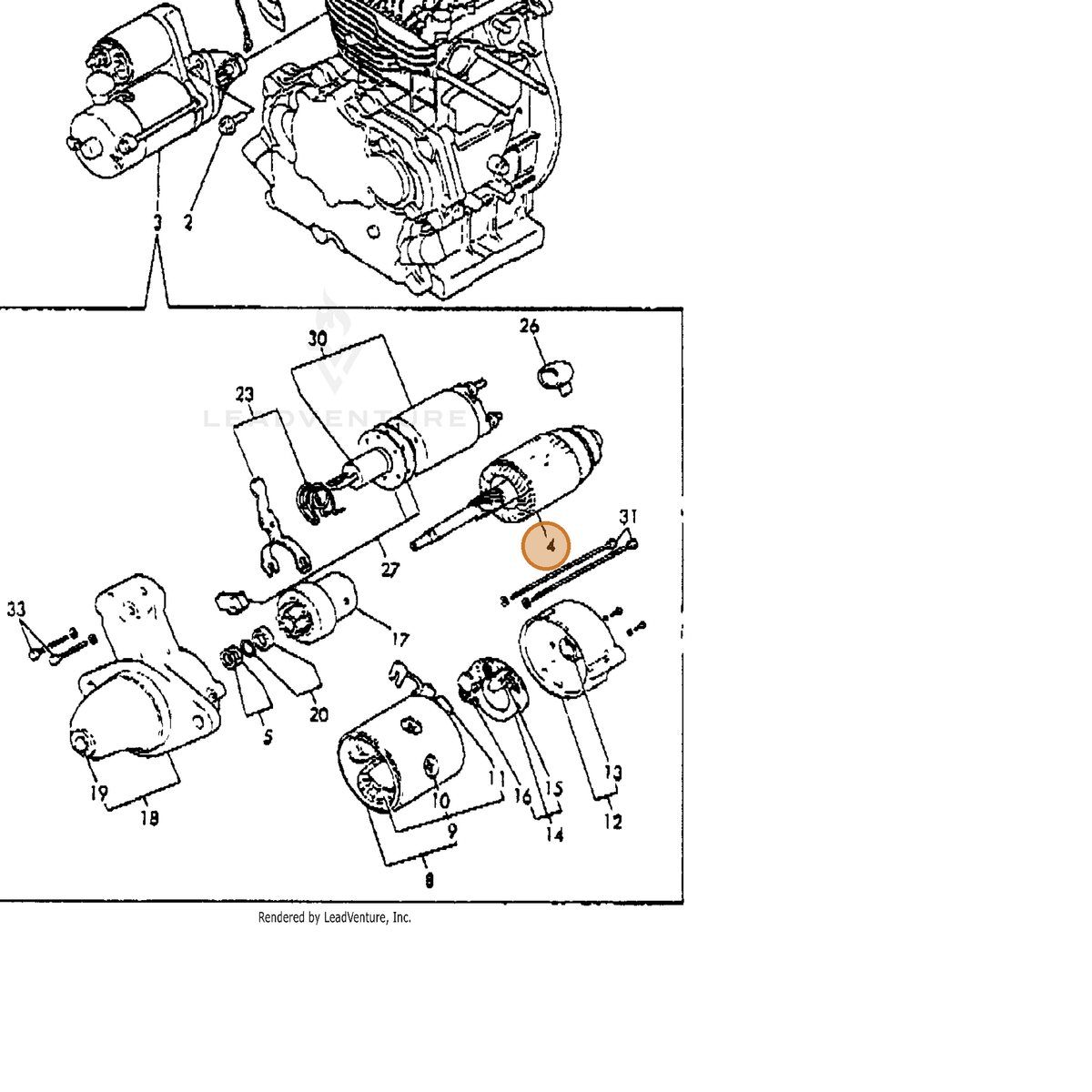 ECHO part Y92108910020 — IPL diagram snippet (6x zoom, amber highlight)
