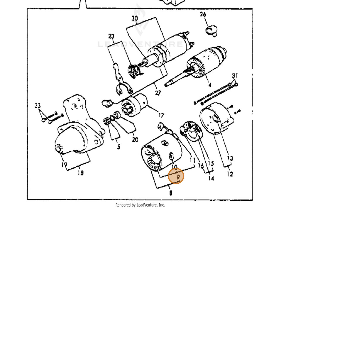 ECHO part Y92108922500 — IPL diagram snippet (6x zoom, amber highlight)