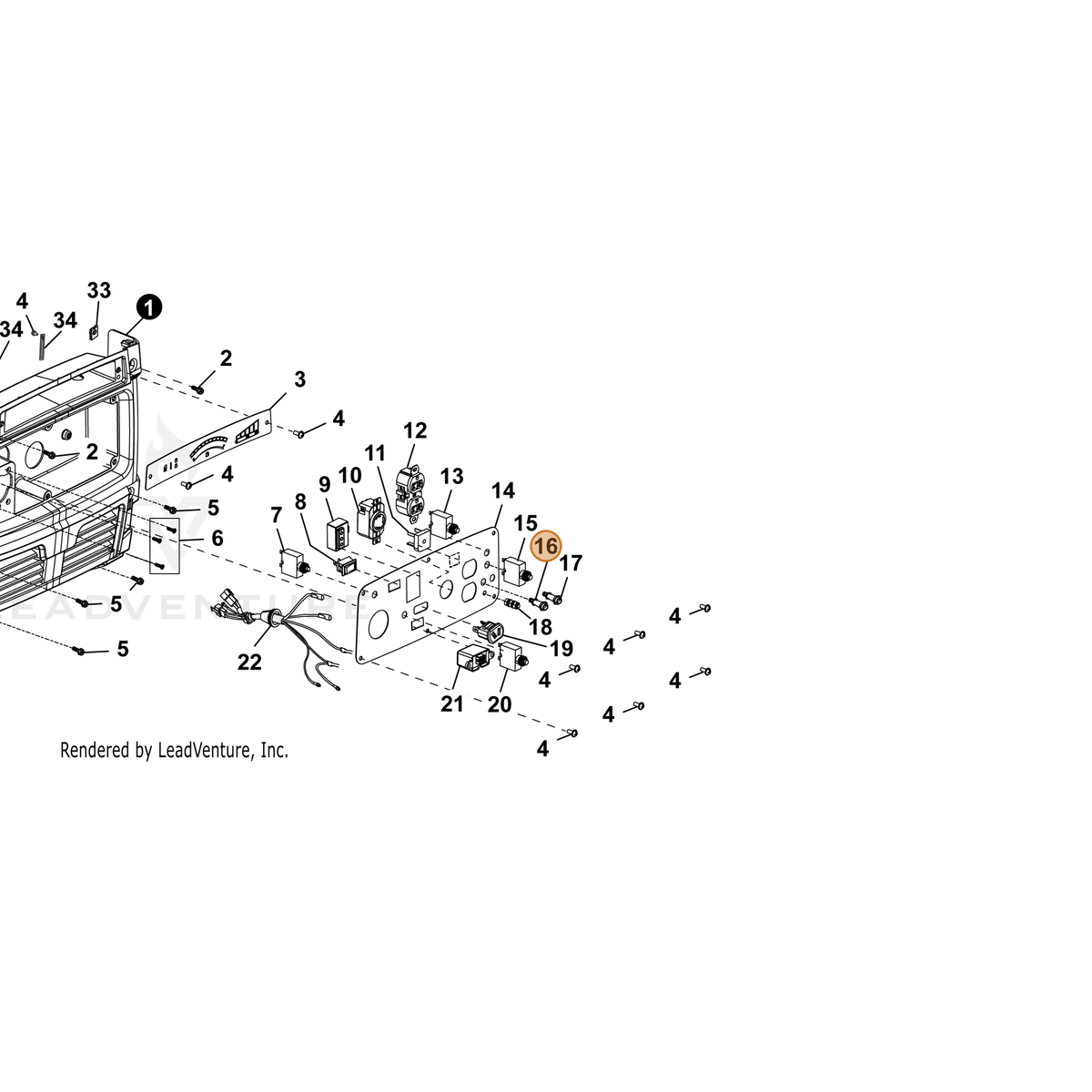 ECHO part YH304000000 — IPL diagram snippet (6x zoom, amber highlight)