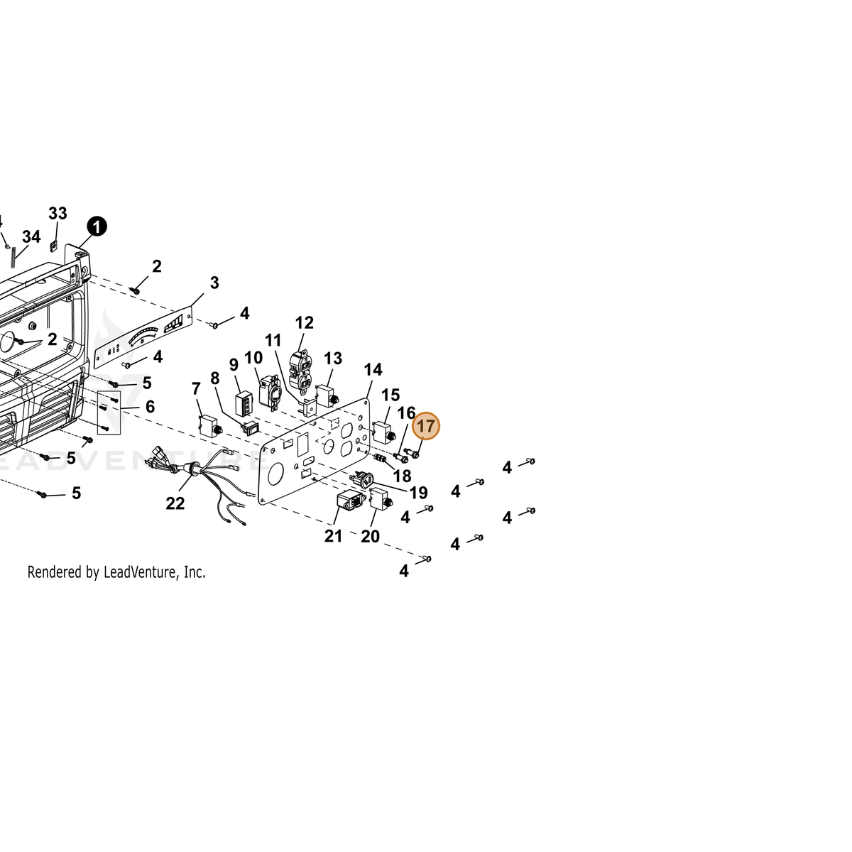 ECHO part YH304000010 — IPL diagram snippet (6x zoom, amber highlight)