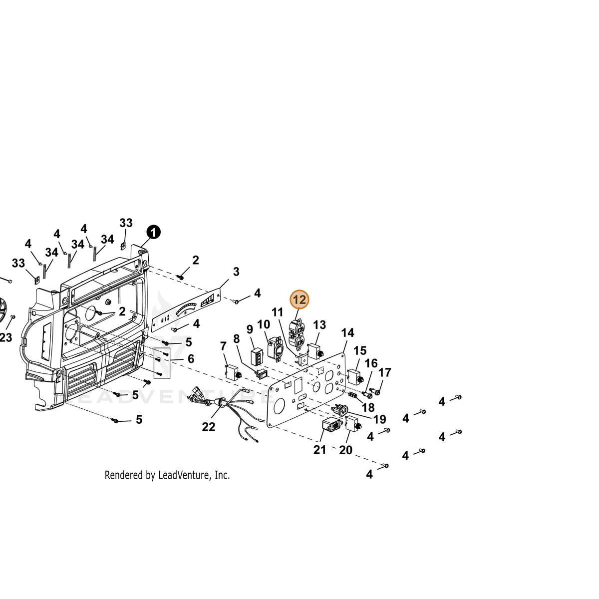 ECHO part YH304000020 — IPL diagram snippet (6x zoom, amber highlight)