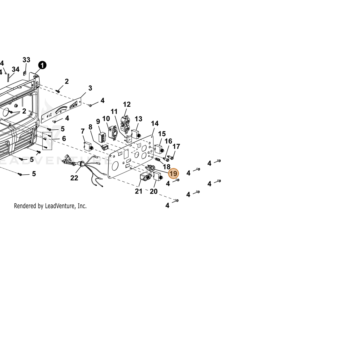 ECHO part YH304000030 — IPL diagram snippet (6x zoom, amber highlight)