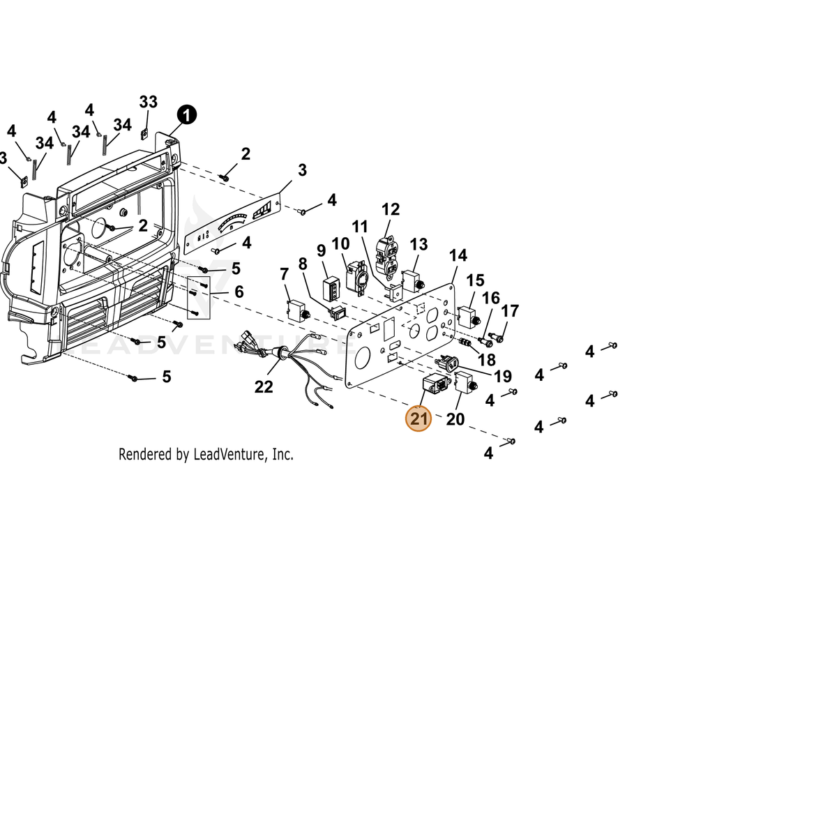 ECHO part YH304000040 — IPL diagram snippet (6x zoom, amber highlight)