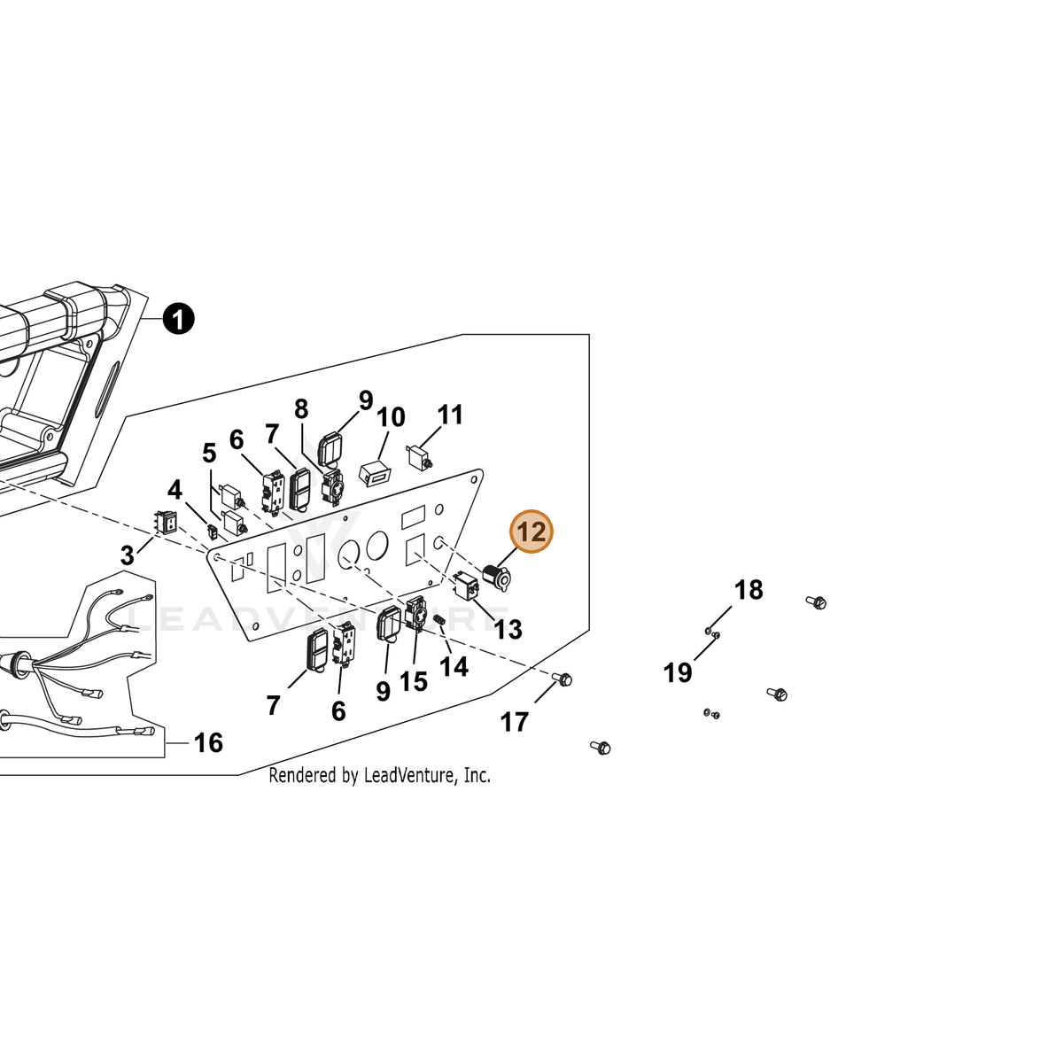 ECHO part YH304000100 — IPL diagram snippet (6x zoom, amber highlight)