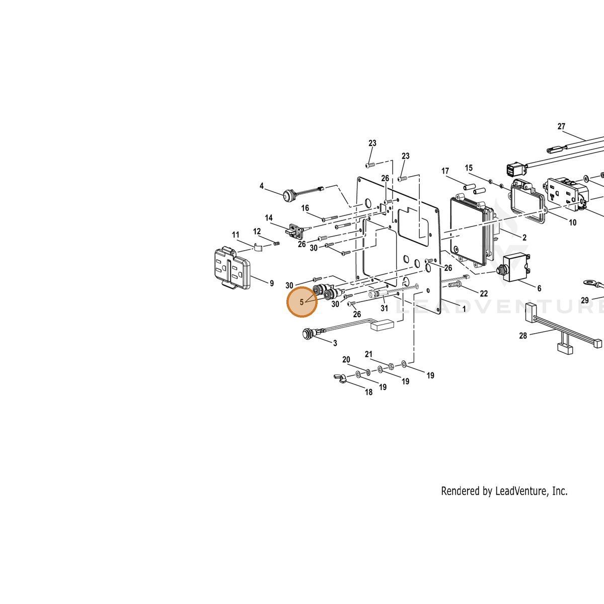 ECHO part YH304000120 — IPL diagram snippet (6x zoom, amber highlight)