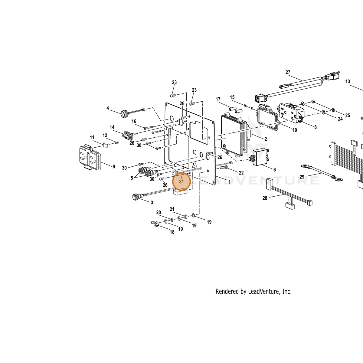 ECHO part YH310000040 — IPL diagram snippet (6x zoom, amber highlight)