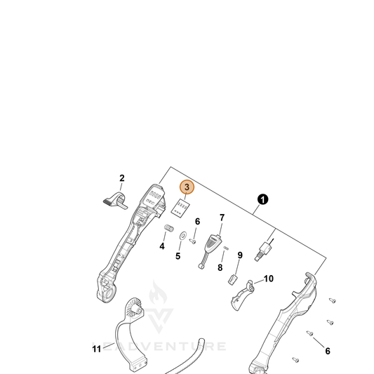 Echo part YH310000070 — IPL diagram snippet (6x zoom, amber highlight)