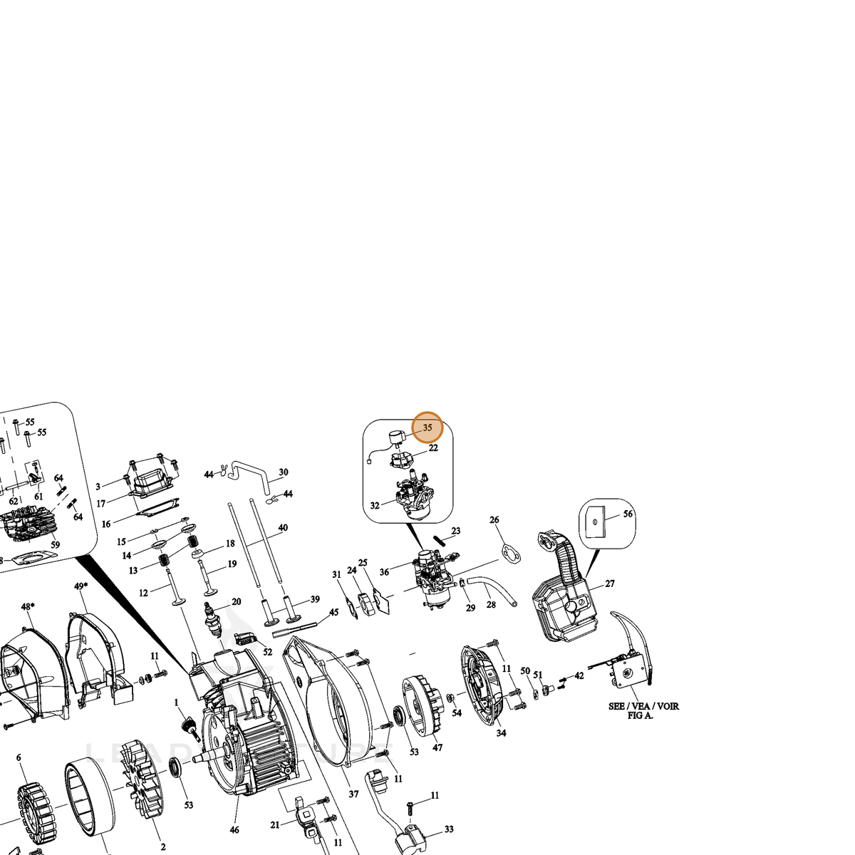 ECHO part YH313000000 — IPL diagram snippet (6x zoom, amber highlight)