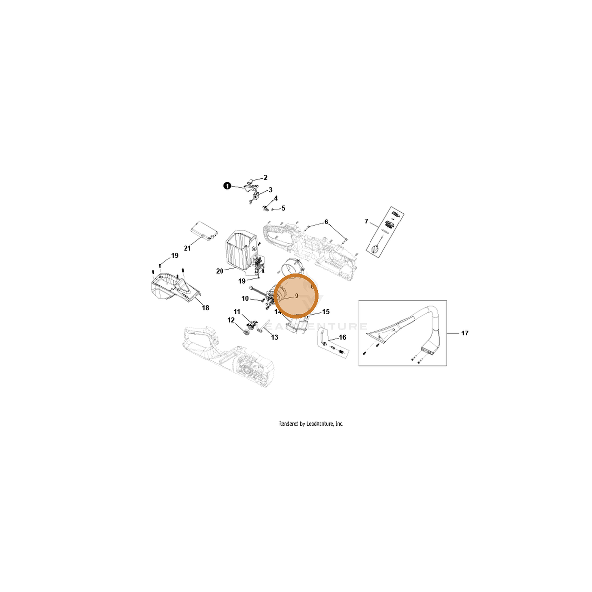 ECHO part YH313000020 — IPL diagram snippet (6x zoom, amber highlight)