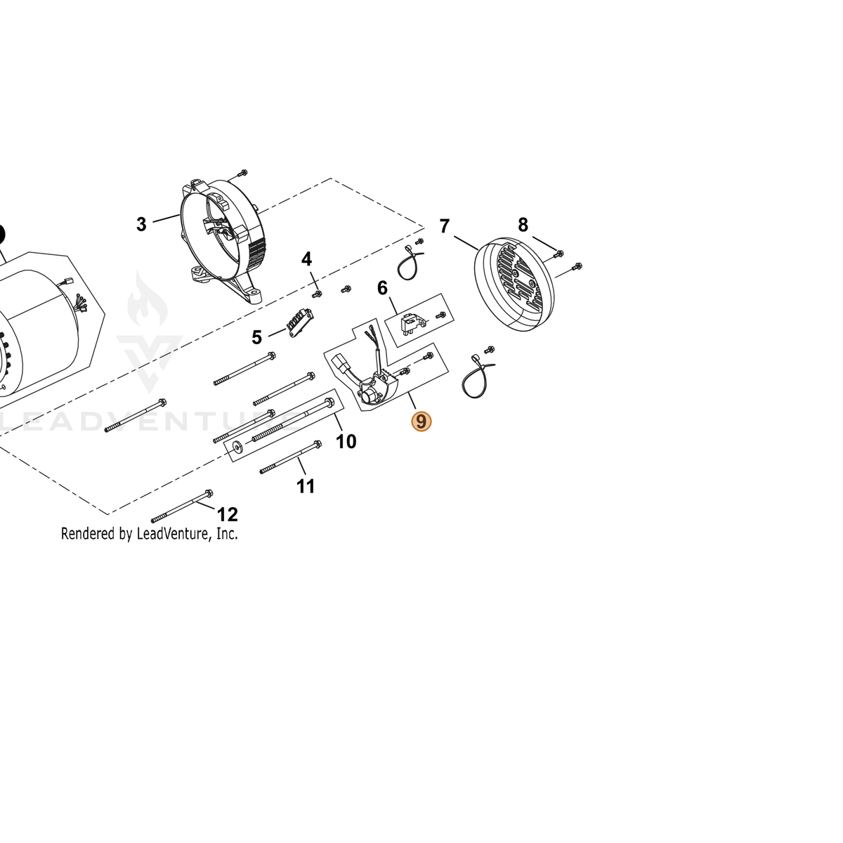 ECHO part YH314000020 — IPL diagram snippet (6x zoom, amber highlight)