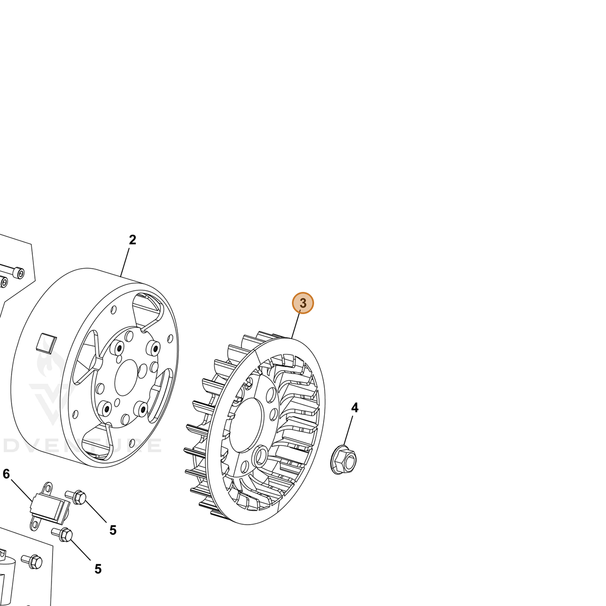 ECHO part YH315000080 — IPL diagram snippet (6x zoom, amber highlight)