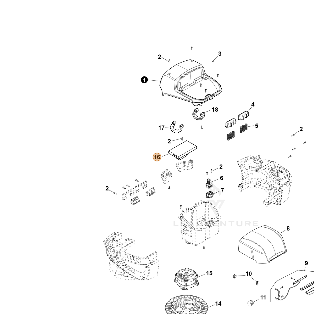 ECHO part YH317000000 — IPL diagram snippet (6x zoom, amber highlight)