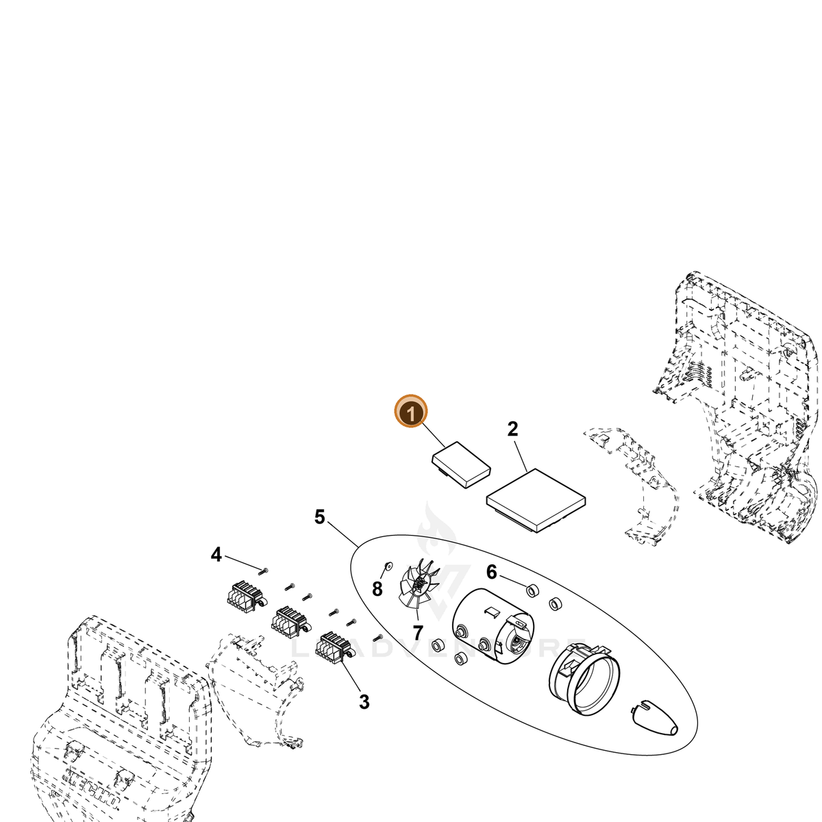 ECHO part YH317000040 — IPL diagram snippet (6x zoom, amber highlight)