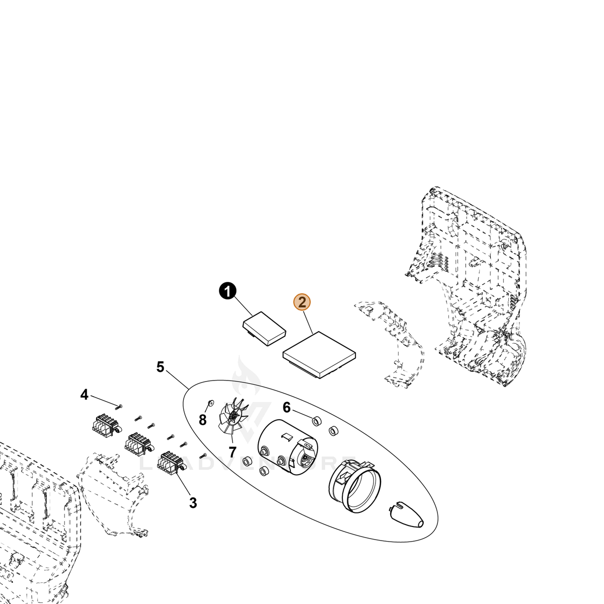 ECHO part YH317000050 — IPL diagram snippet (6x zoom, amber highlight)